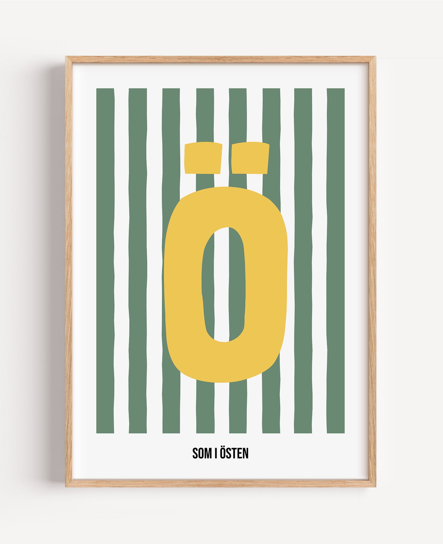 Randig bokstavsposter – grön & vit