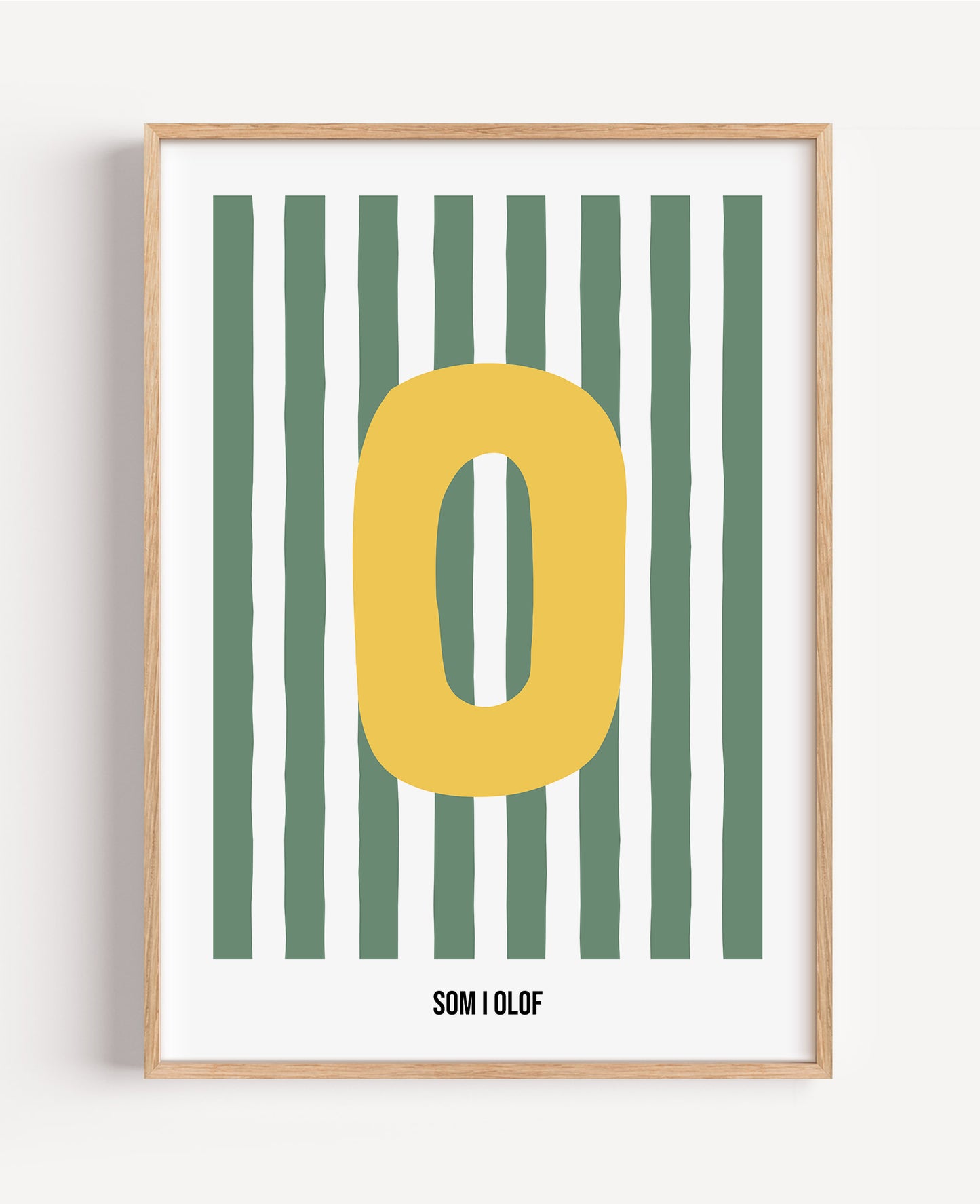 Randig bokstavsposter – grön & vit