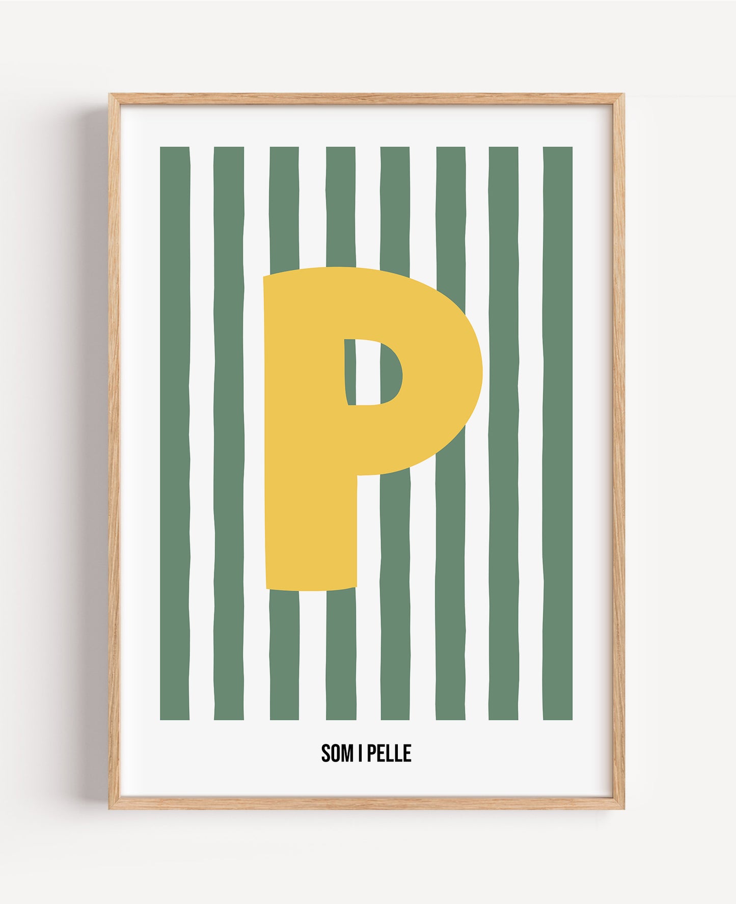 Randig bokstavsposter – grön & vit