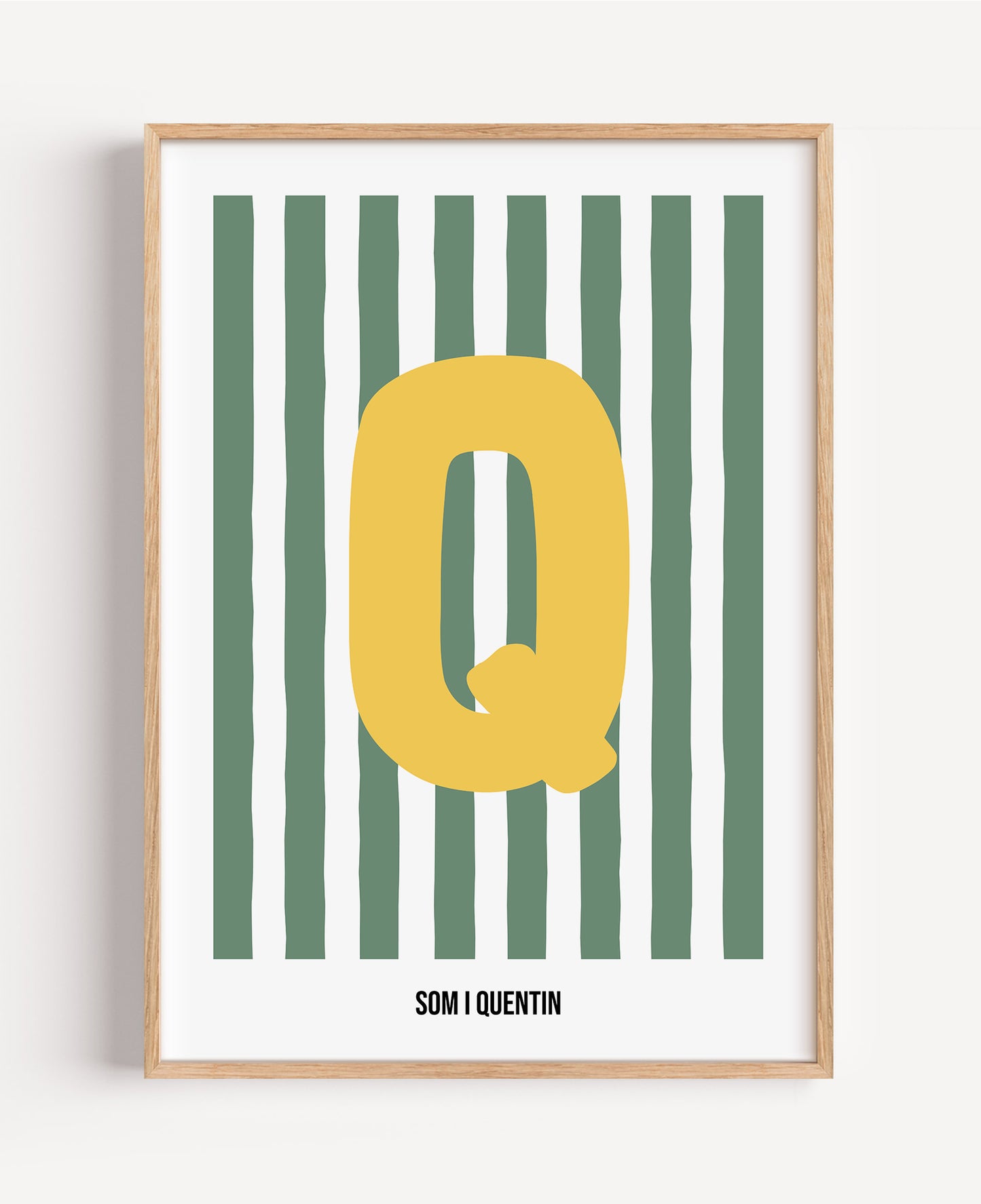 Randig bokstavsposter – grön & vit