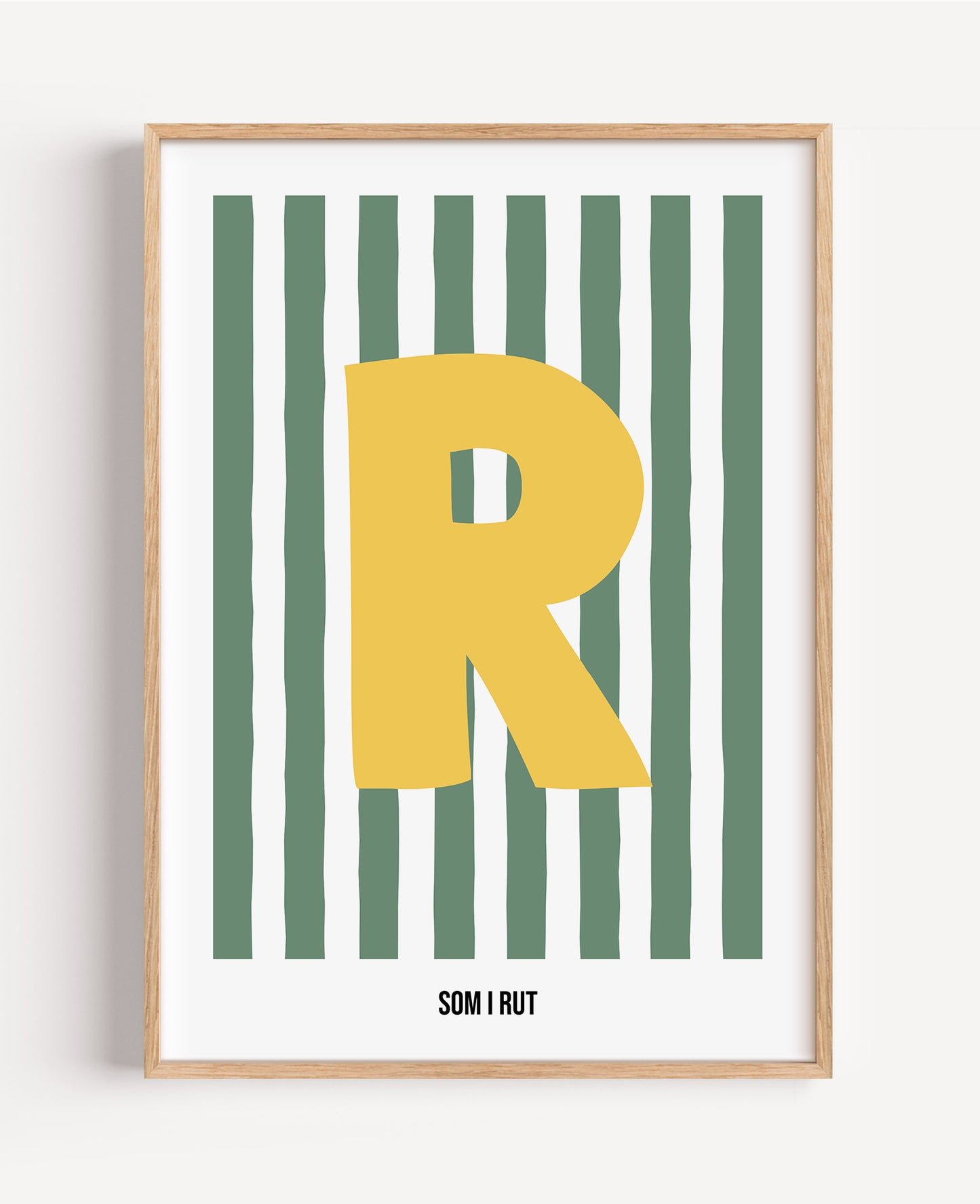 Randig bokstavsposter – grön & vit