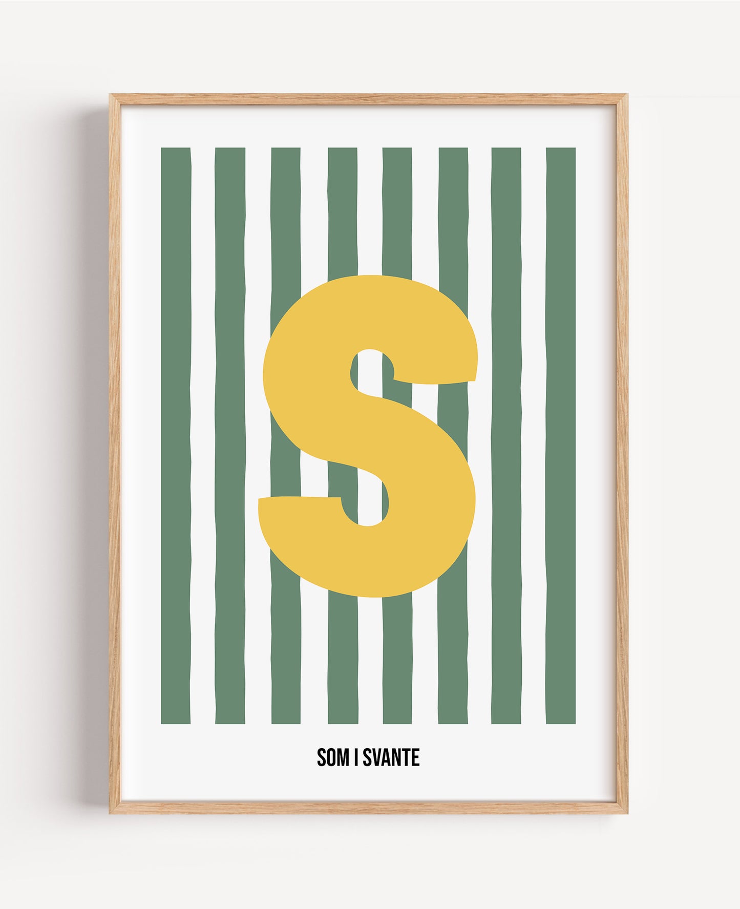 Randig bokstavsposter – grön & vit