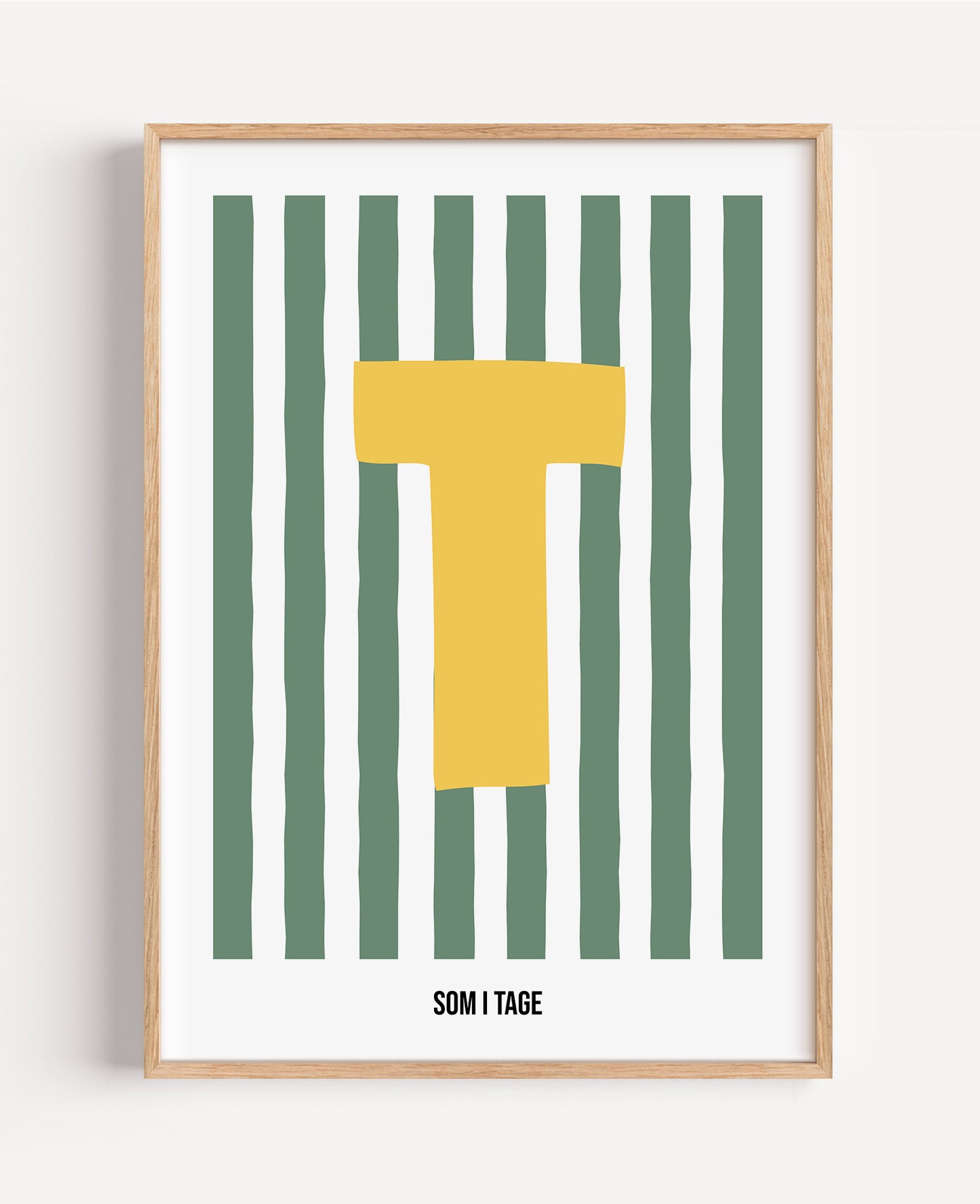 Randig bokstavsposter – grön & vit