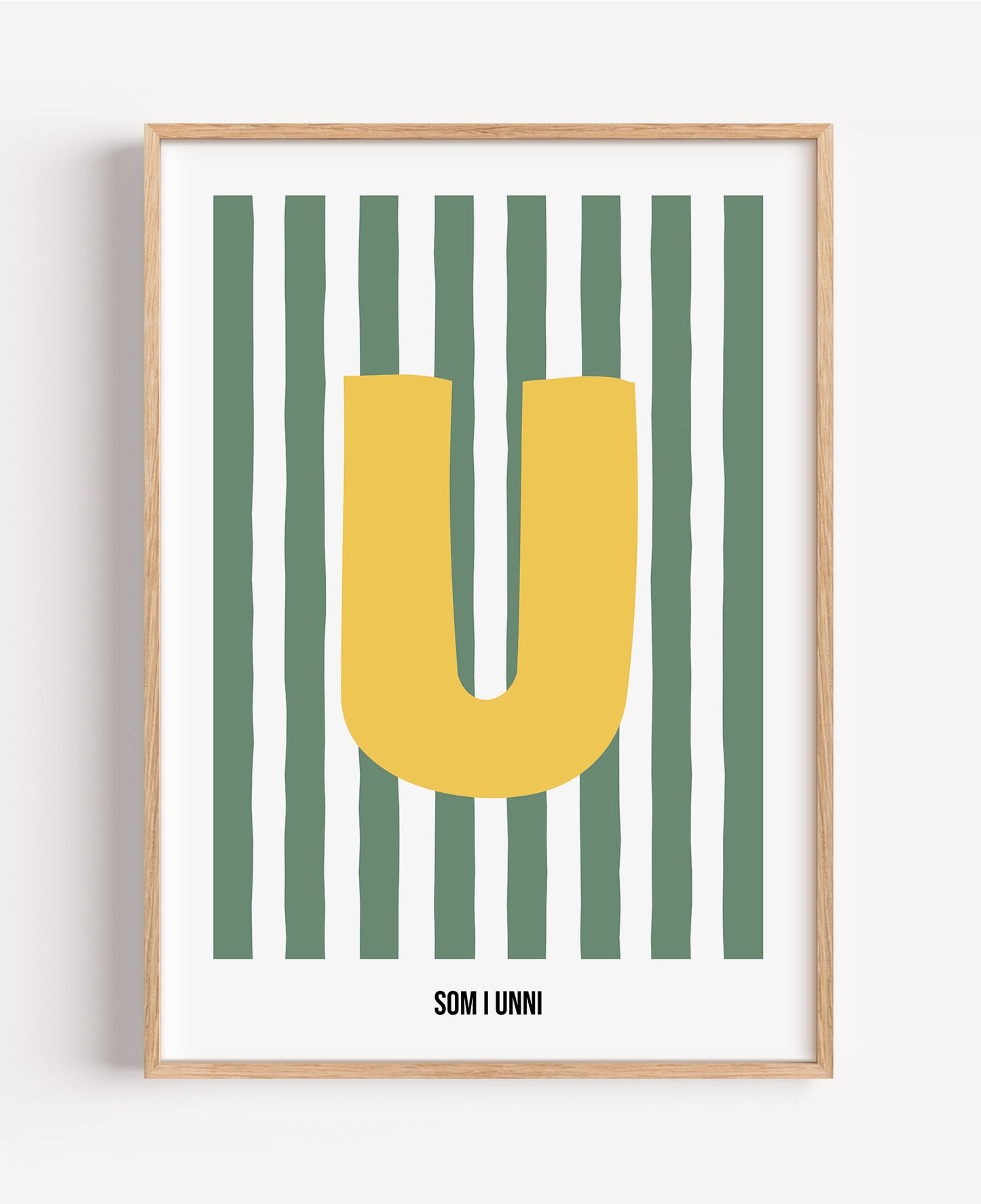 Randig bokstavsposter – grön & vit