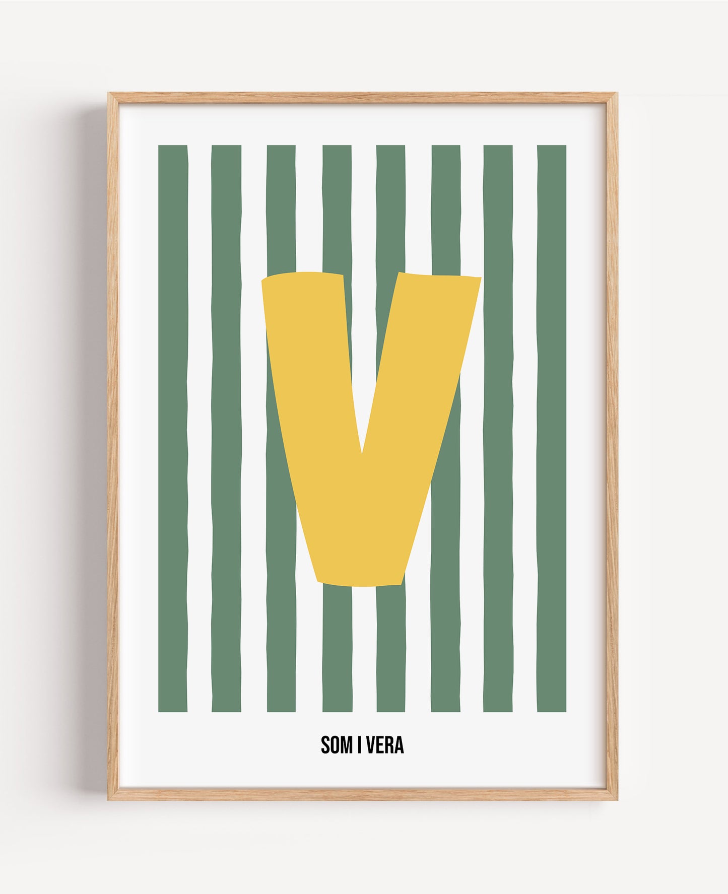 Randig bokstavsposter – grön & vit