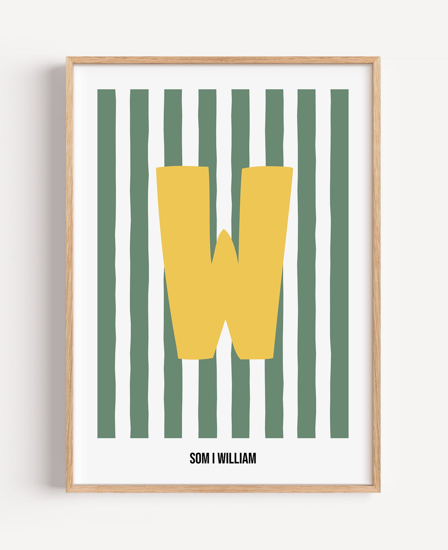 Randig bokstavsposter – grön & vit