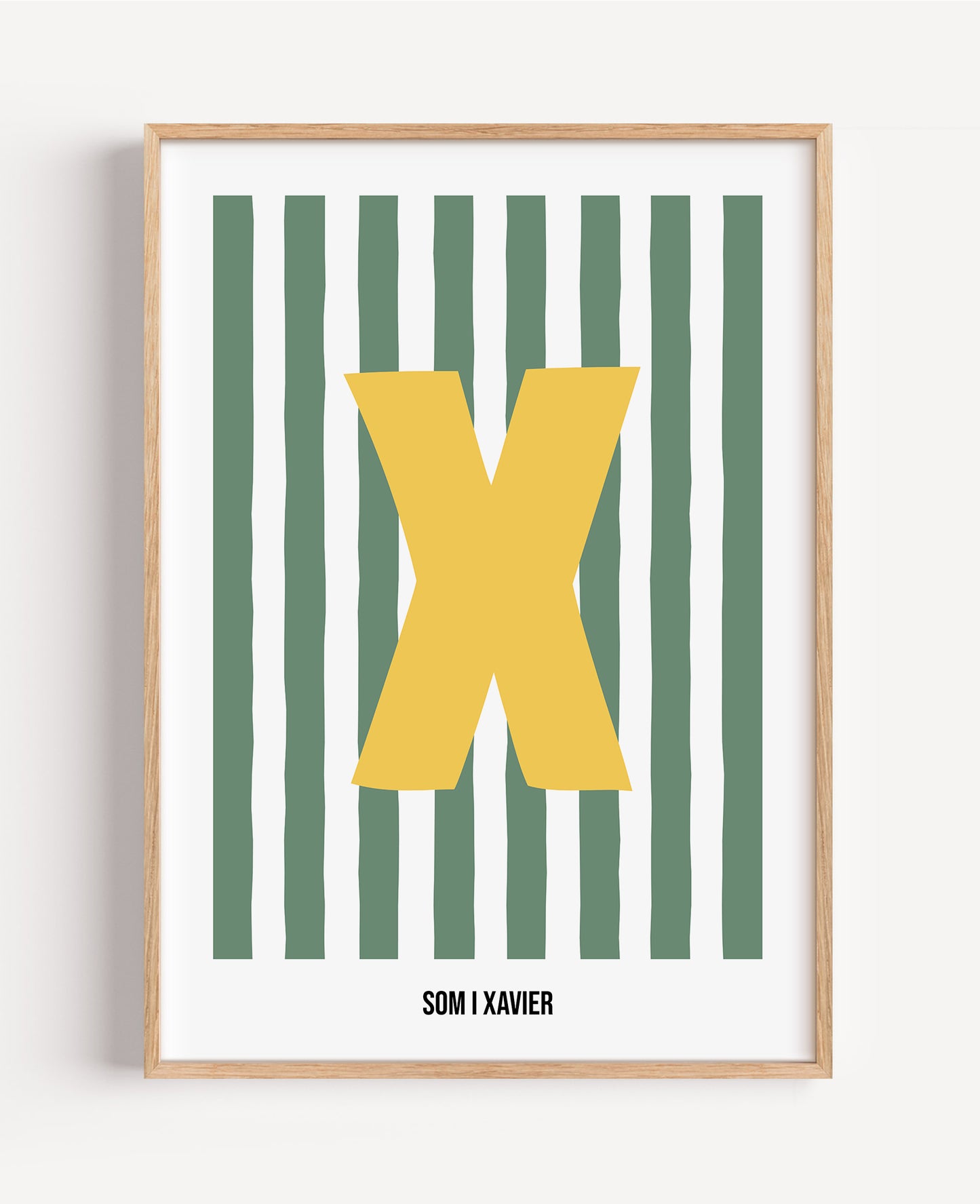 Randig bokstavsposter – grön & vit