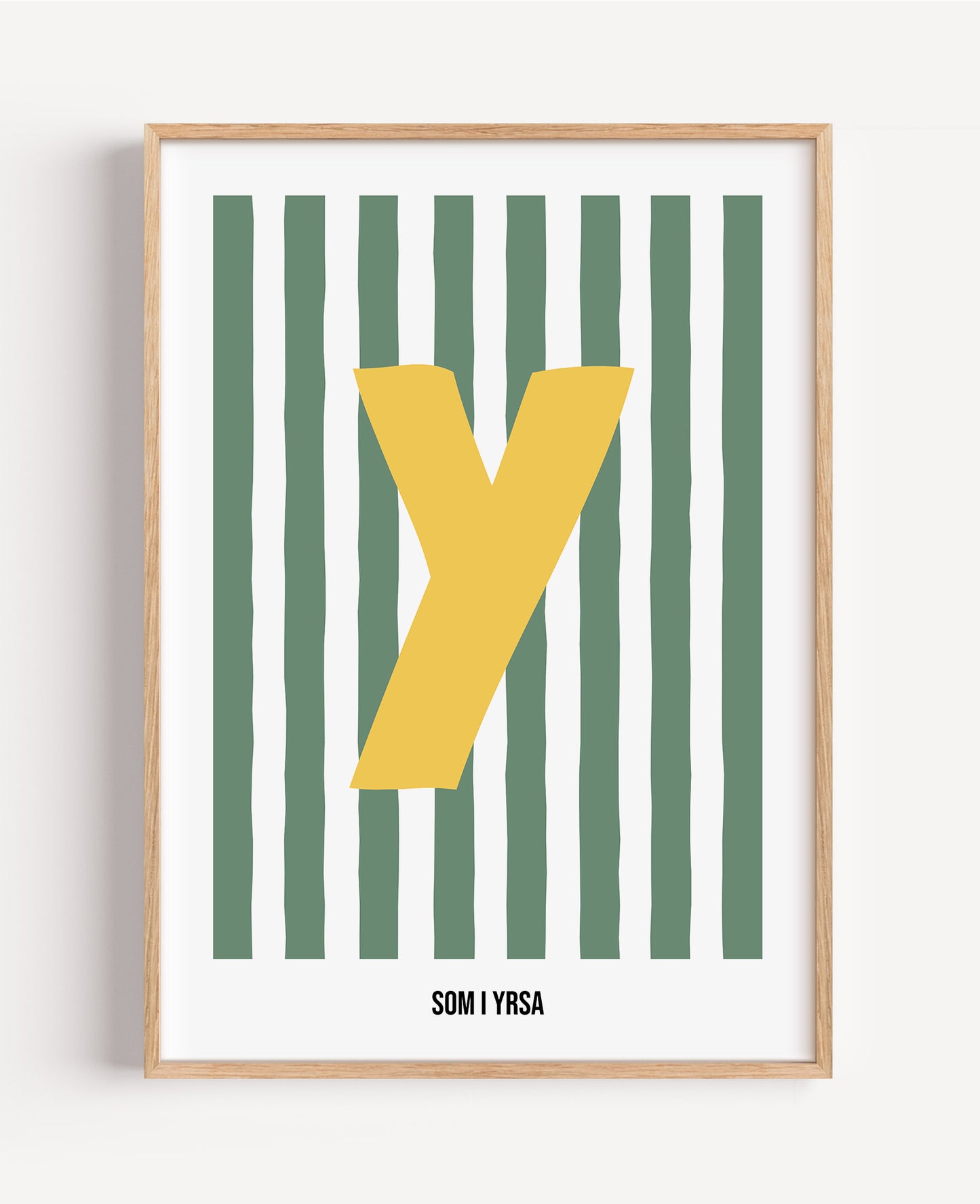 Randig bokstavsposter – grön & vit