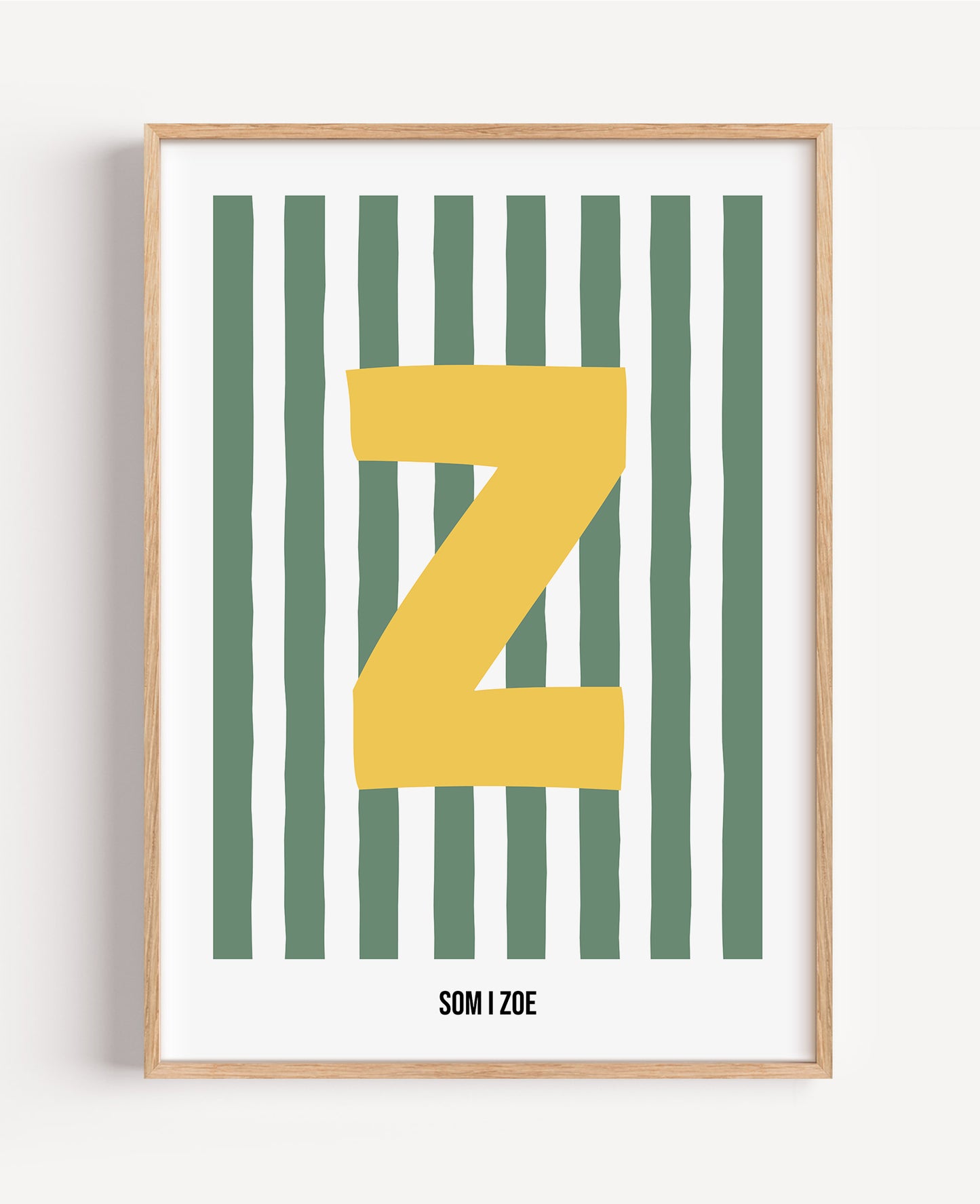 Randig bokstavsposter – grön & vit