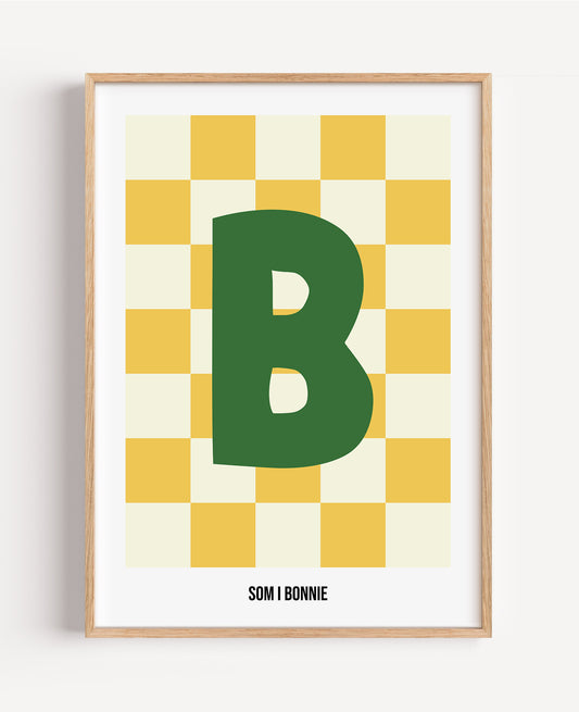 Rutig bokstavsposter – gul