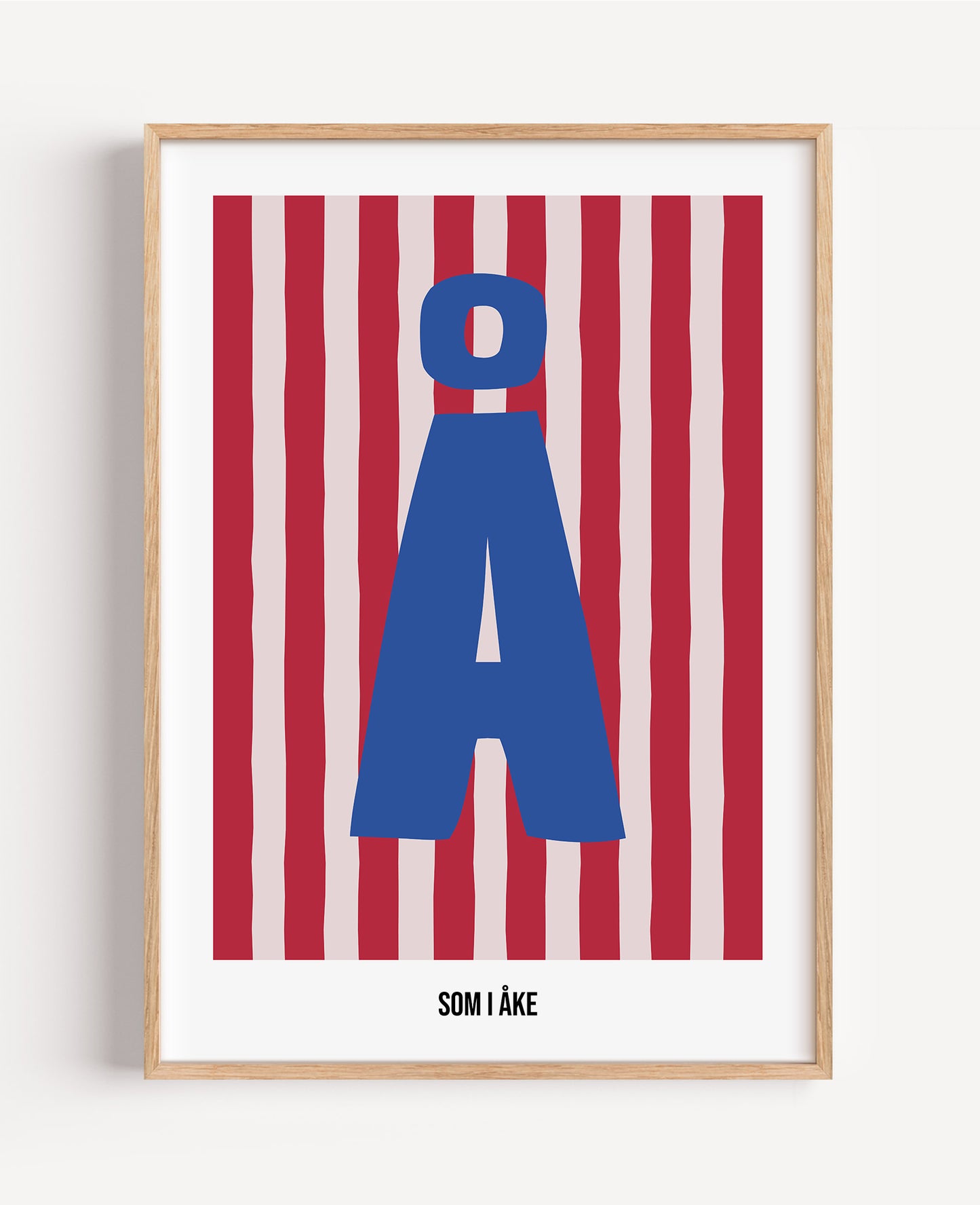 Randig bokstavsposter – rosa & röd