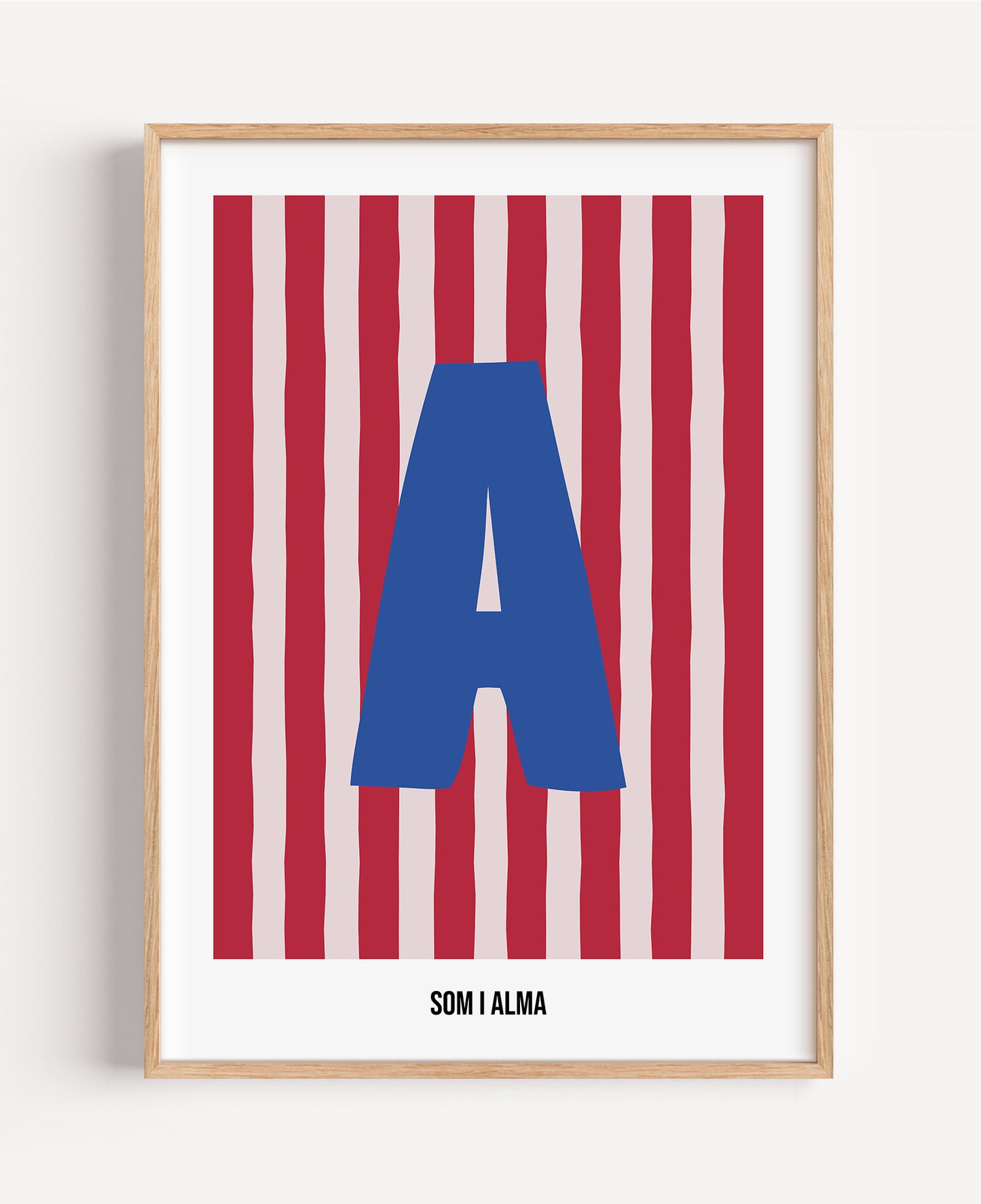 Randig bokstavsposter – rosa & röd