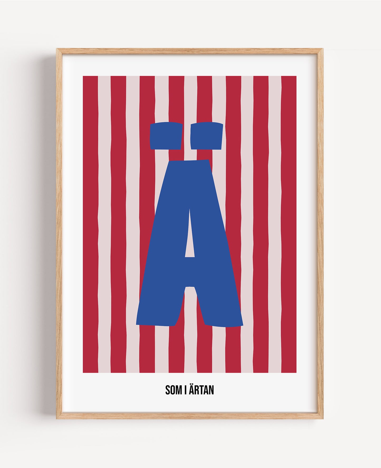 Randig bokstavsposter – rosa & röd