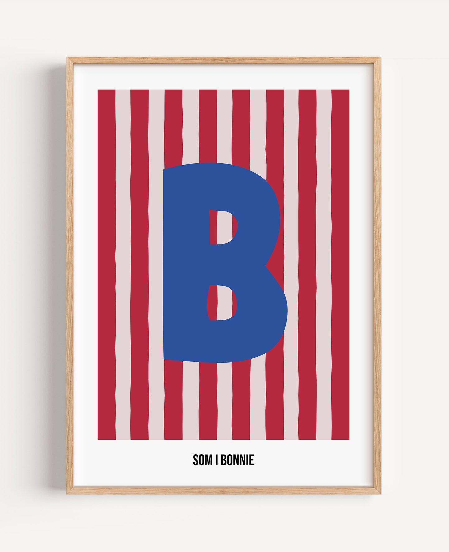 Randig bokstavsposter – rosa & röd