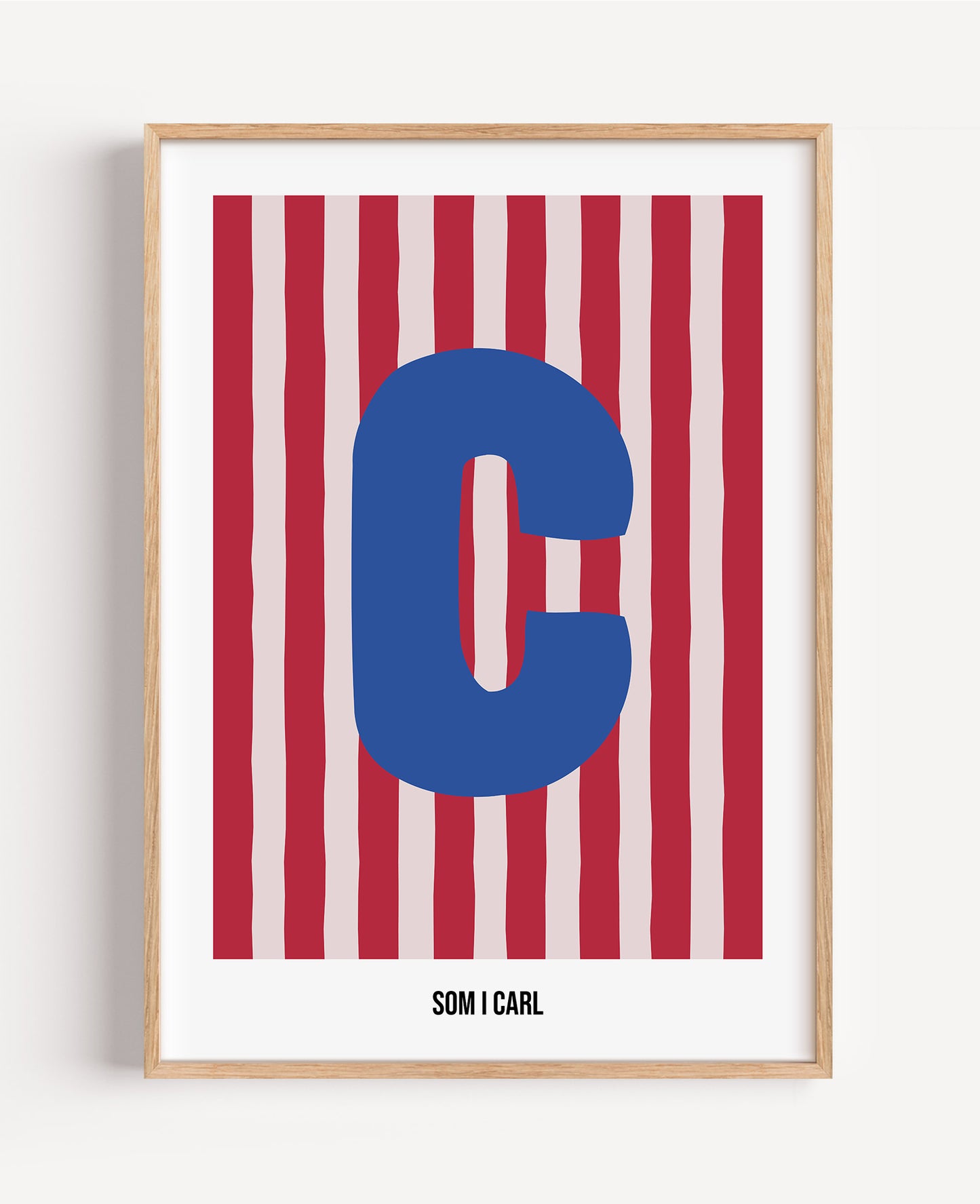 Randig bokstavsposter – rosa & röd