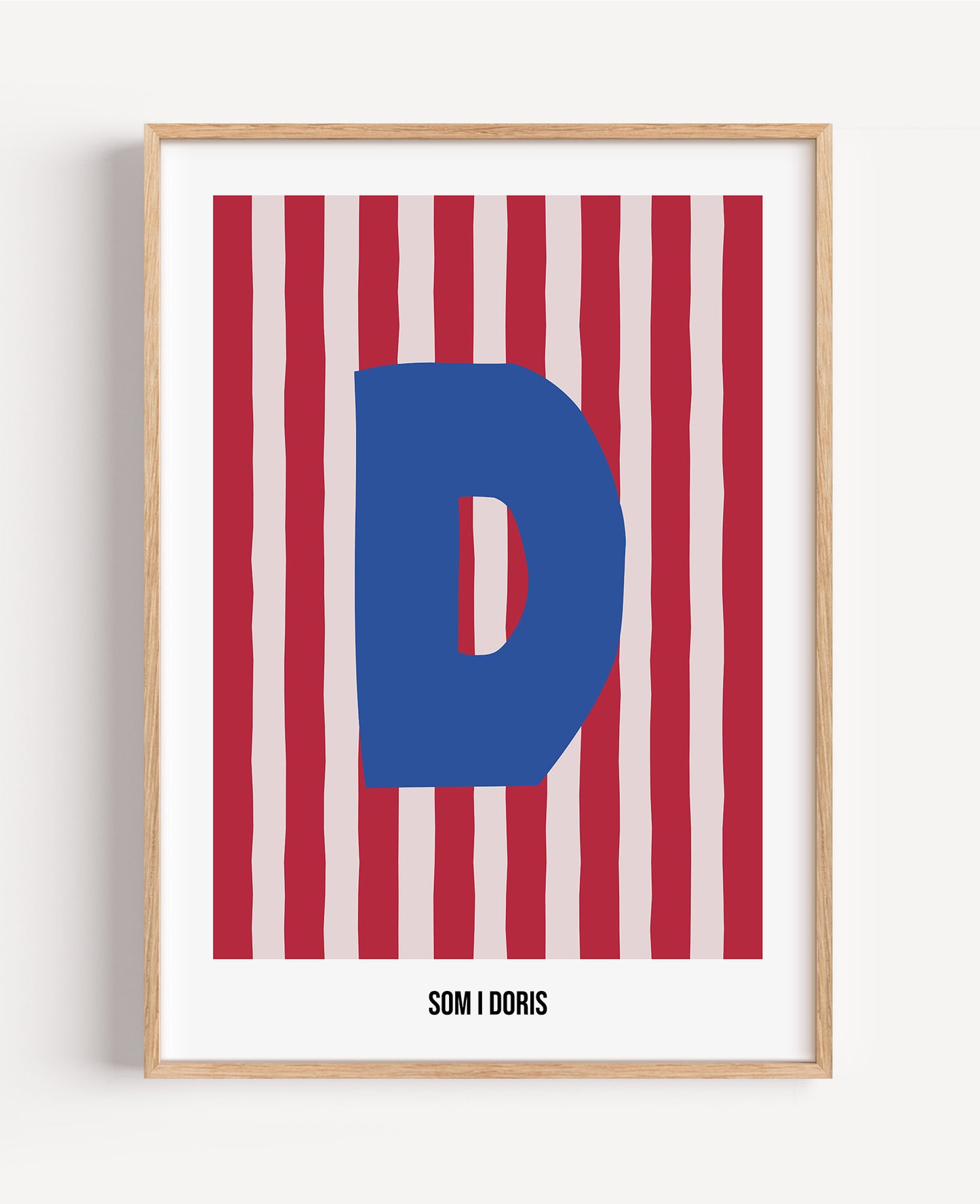 Randig bokstavsposter – rosa & röd