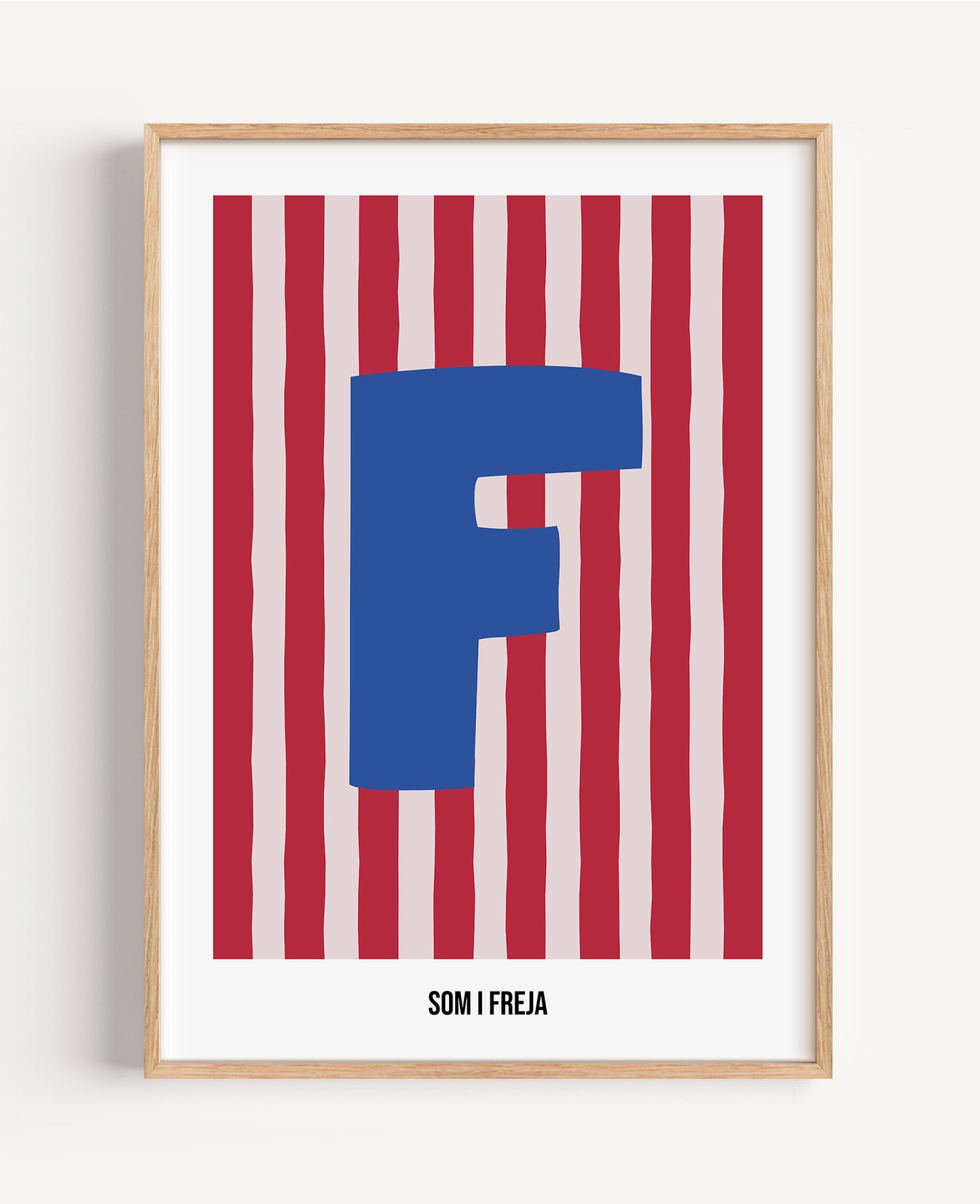 Randig bokstavsposter – rosa & röd