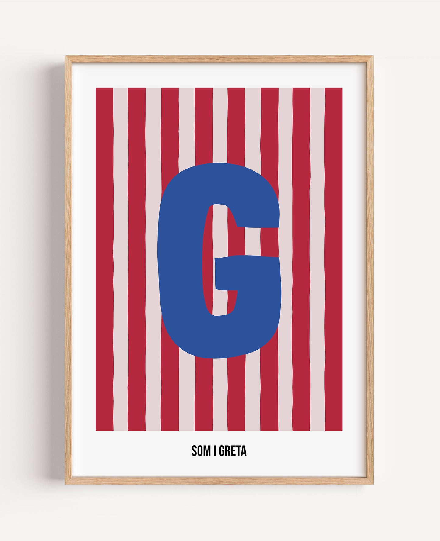 Randig bokstavsposter – rosa & röd