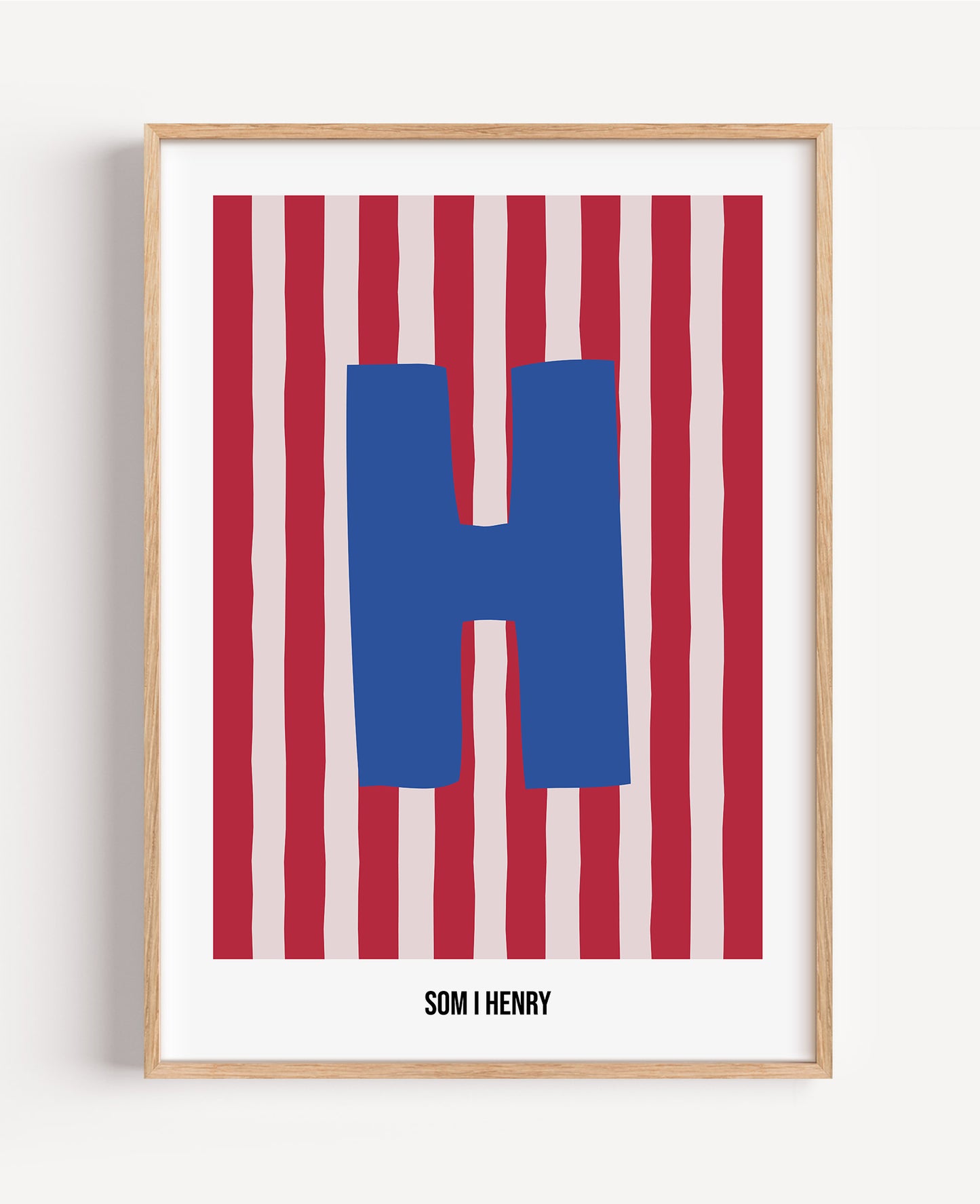 Randig bokstavsposter – rosa & röd