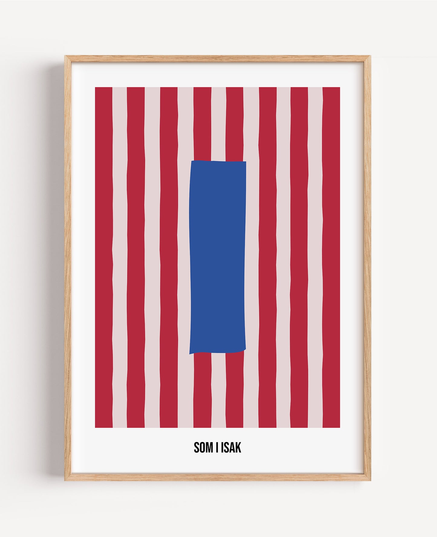 Randig bokstavsposter – rosa & röd