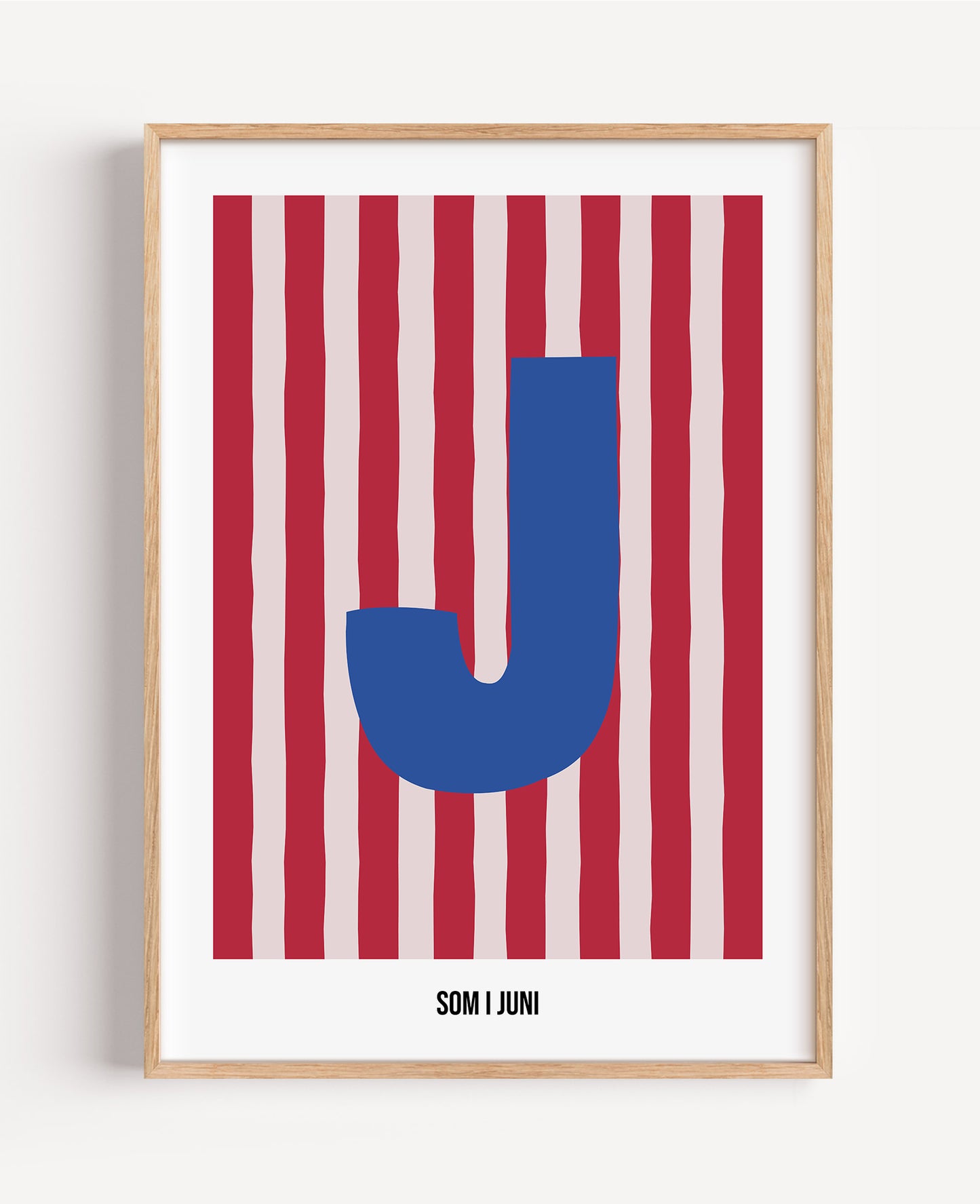 Randig bokstavsposter – rosa & röd