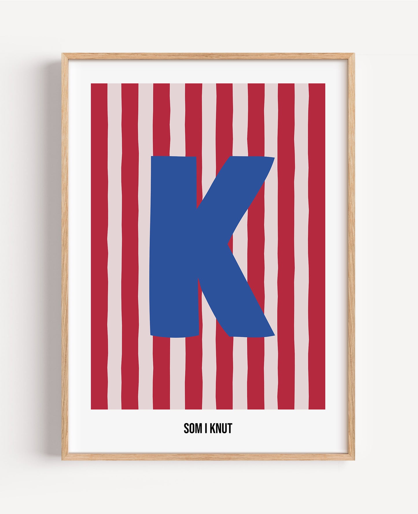 Randig bokstavsposter – rosa & röd