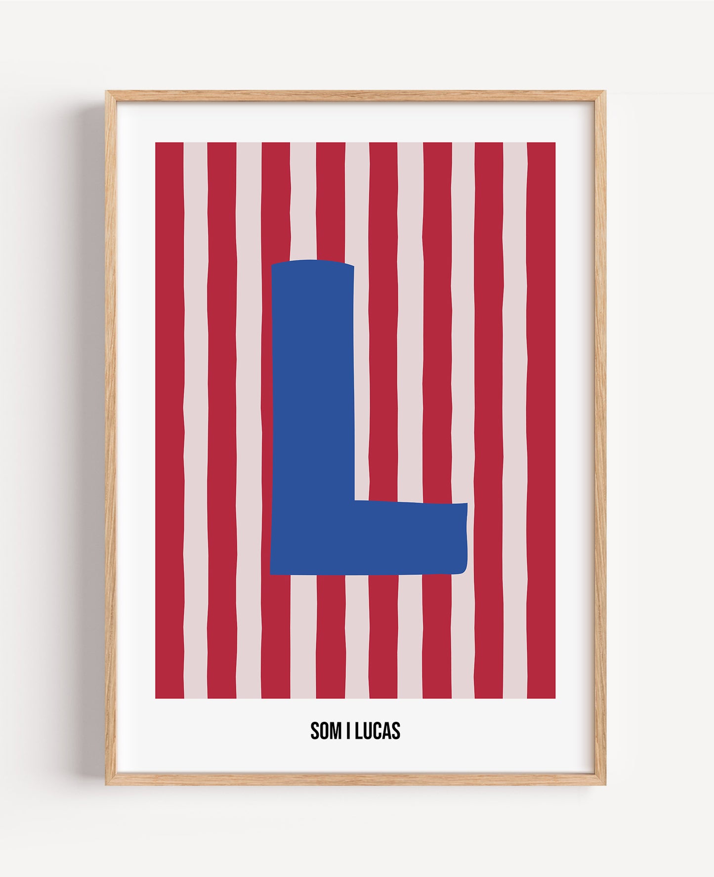 Randig bokstavsposter – rosa & röd