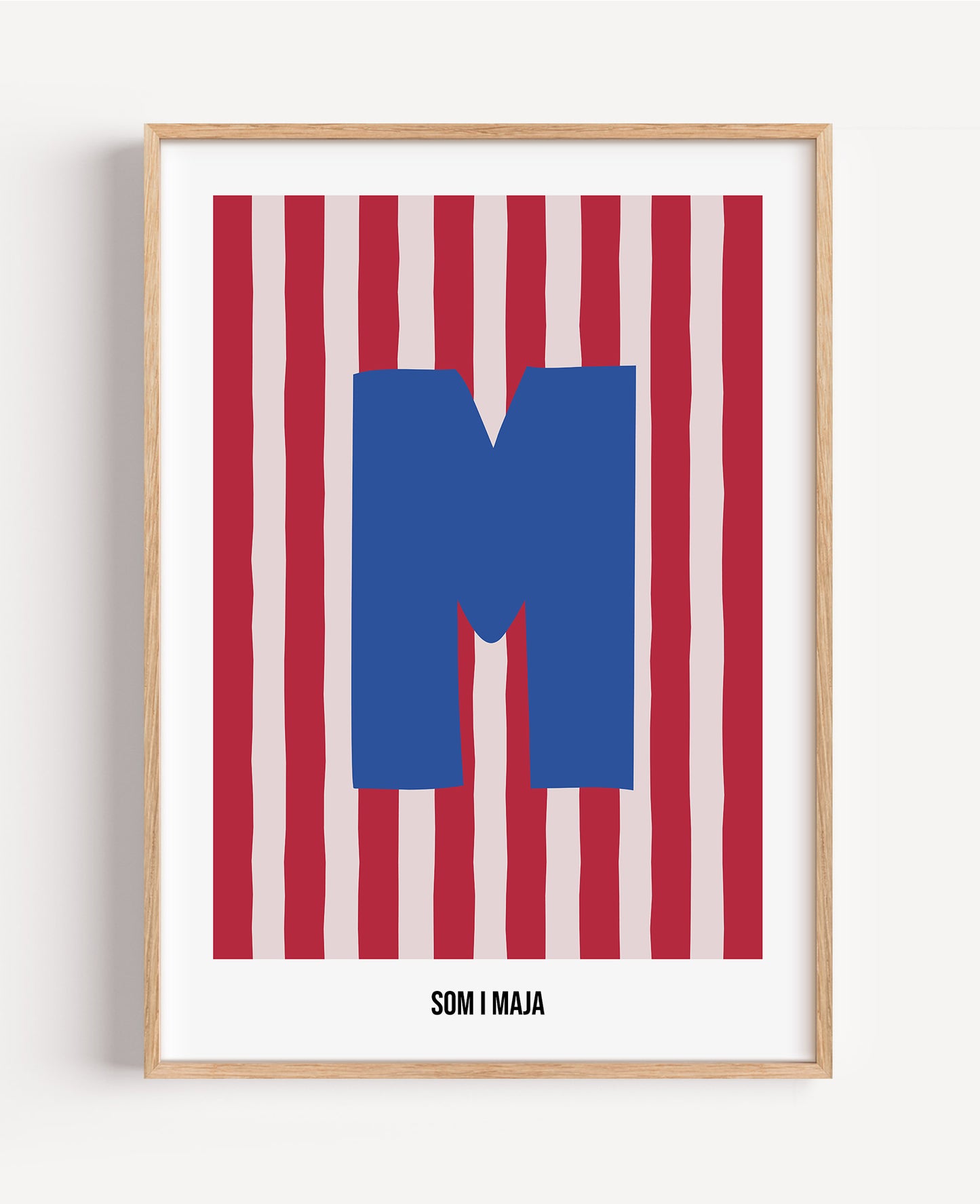 Randig bokstavsposter – rosa & röd