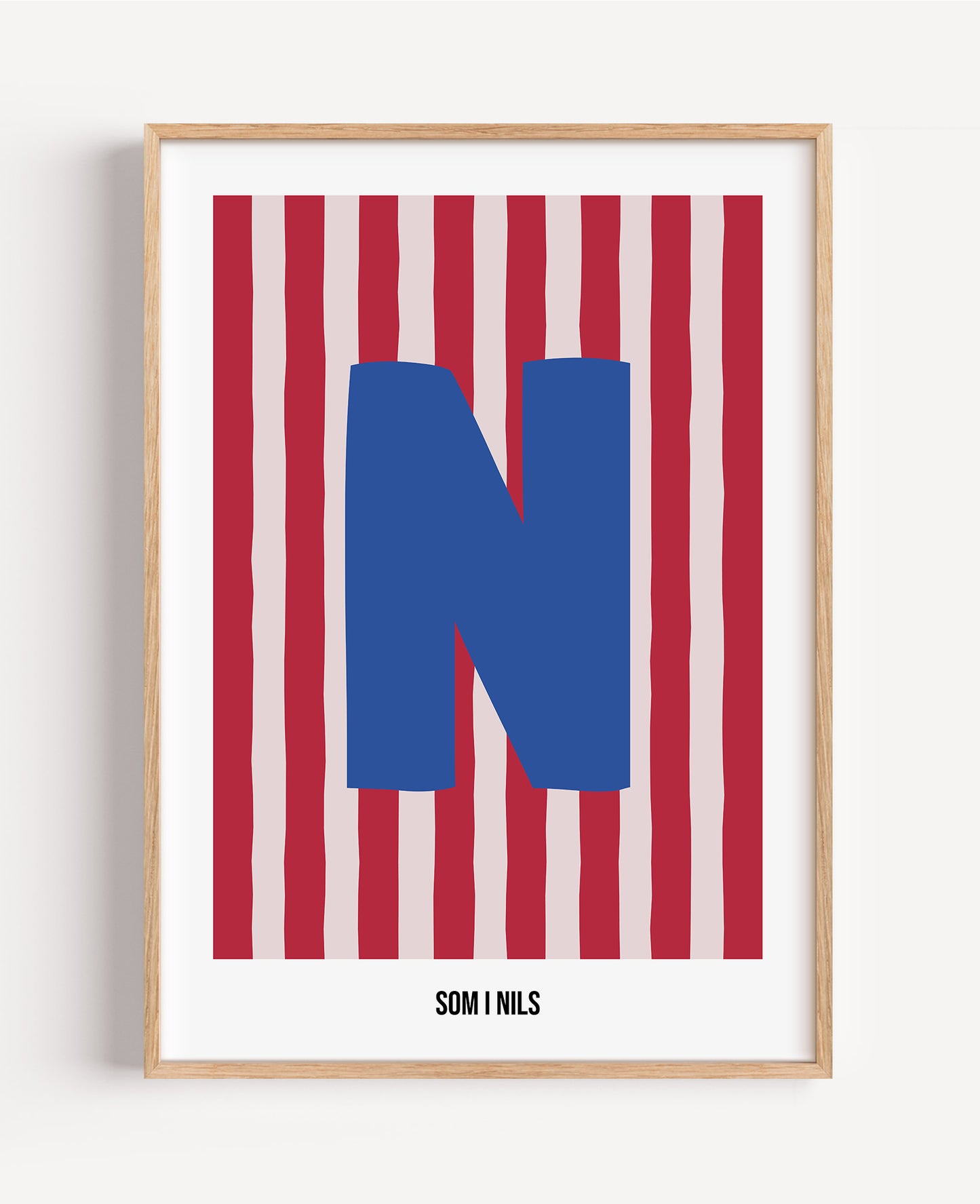 Randig bokstavsposter – rosa & röd