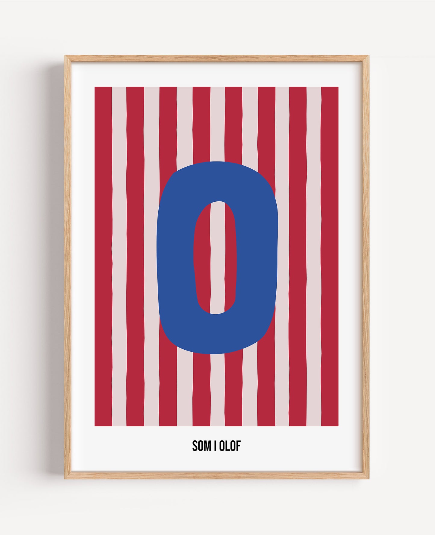 Randig bokstavsposter – rosa & röd