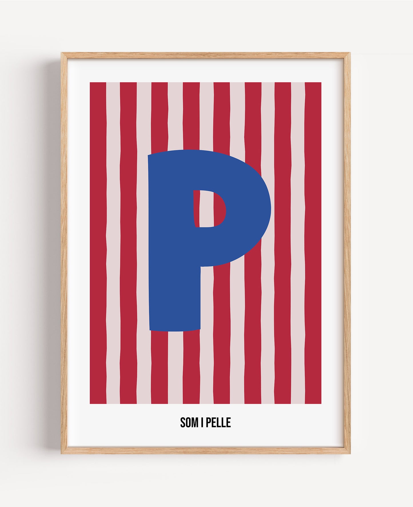 Randig bokstavsposter – rosa & röd