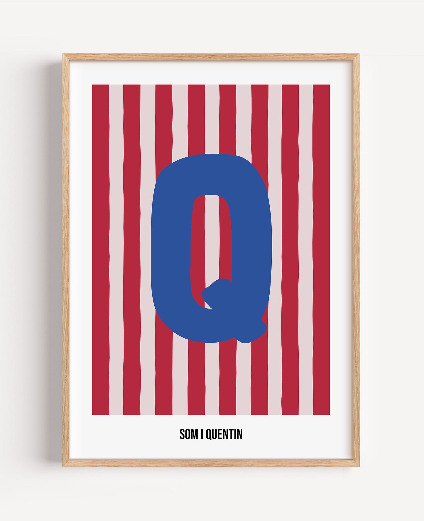 Randig bokstavsposter – rosa & röd