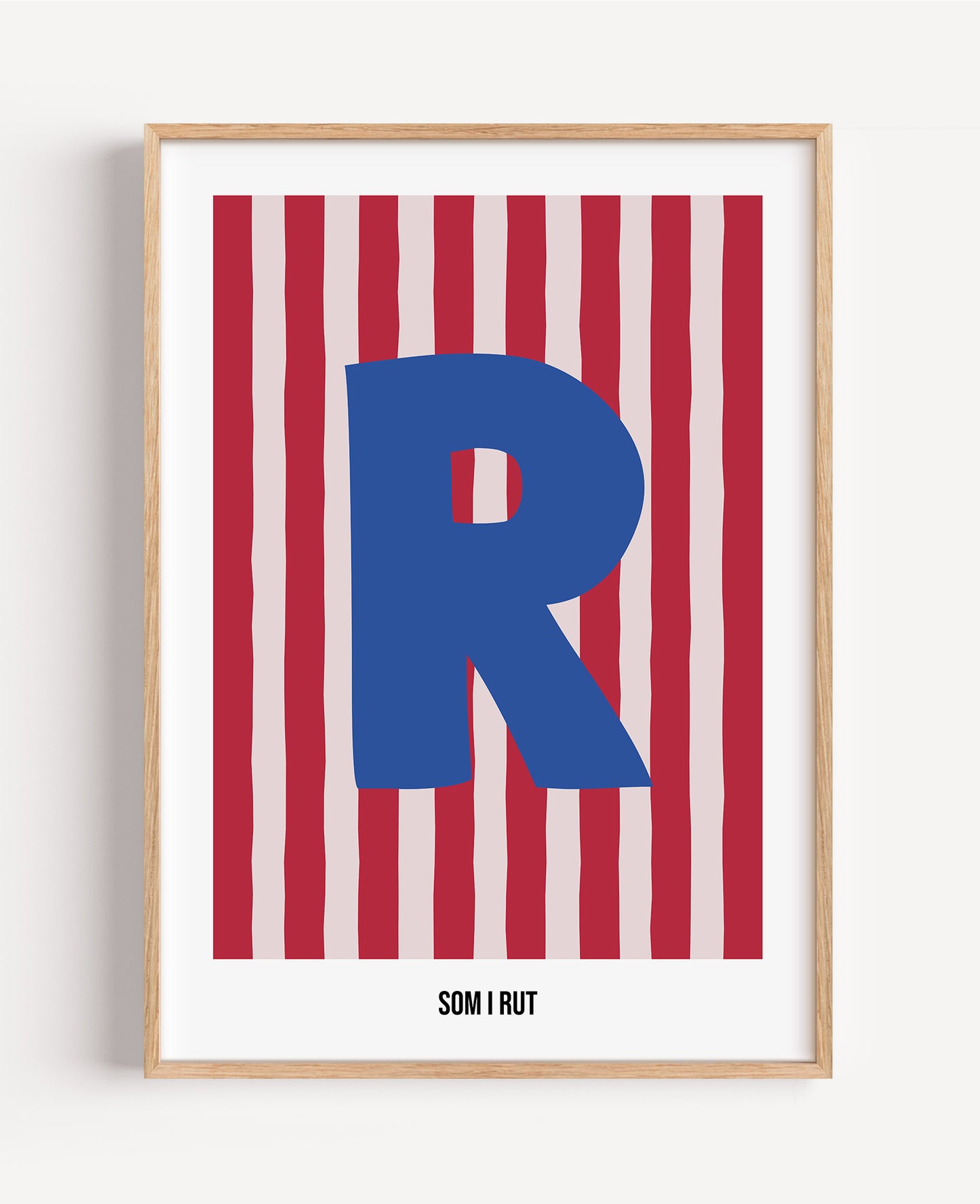 Randig bokstavsposter – rosa & röd