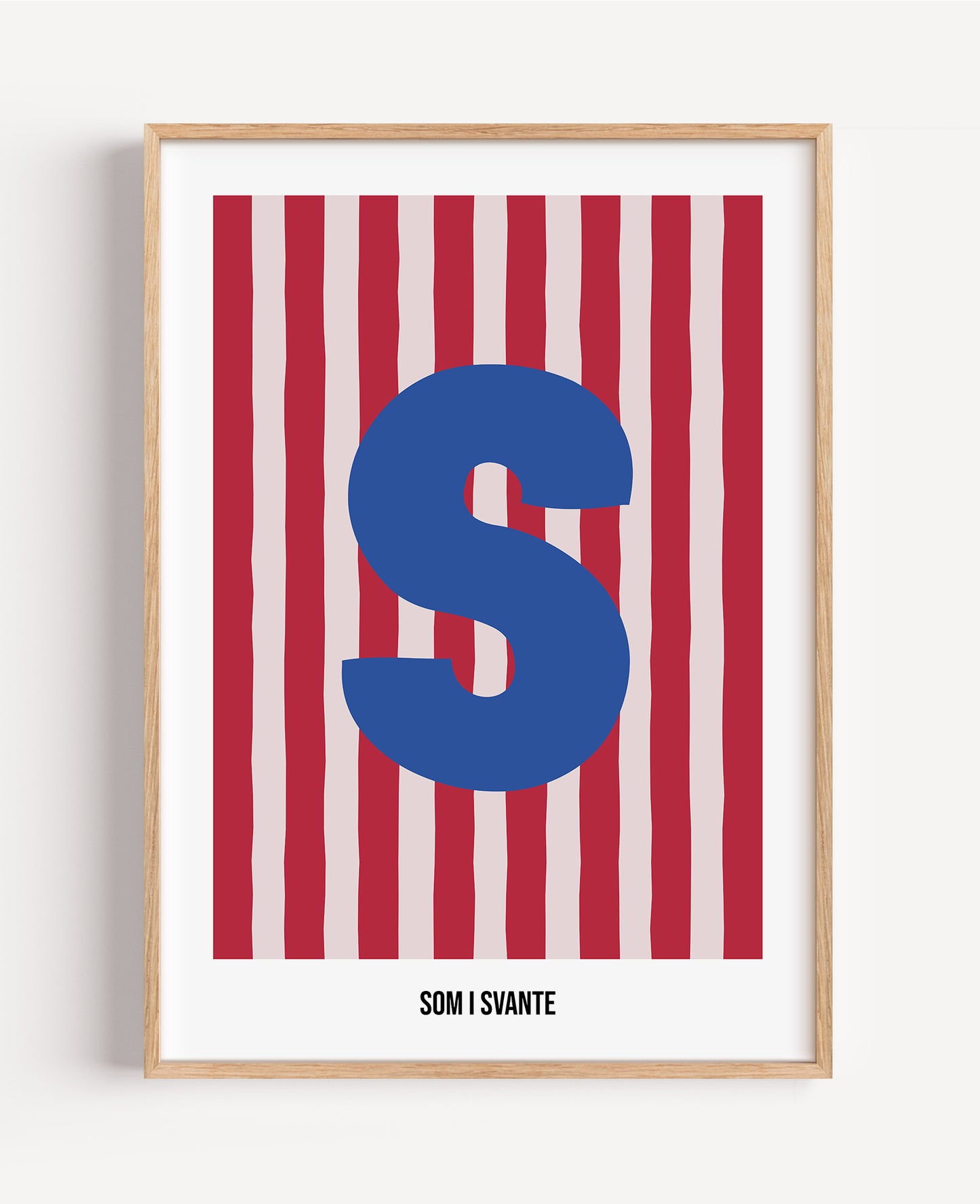 Randig bokstavsposter – rosa & röd