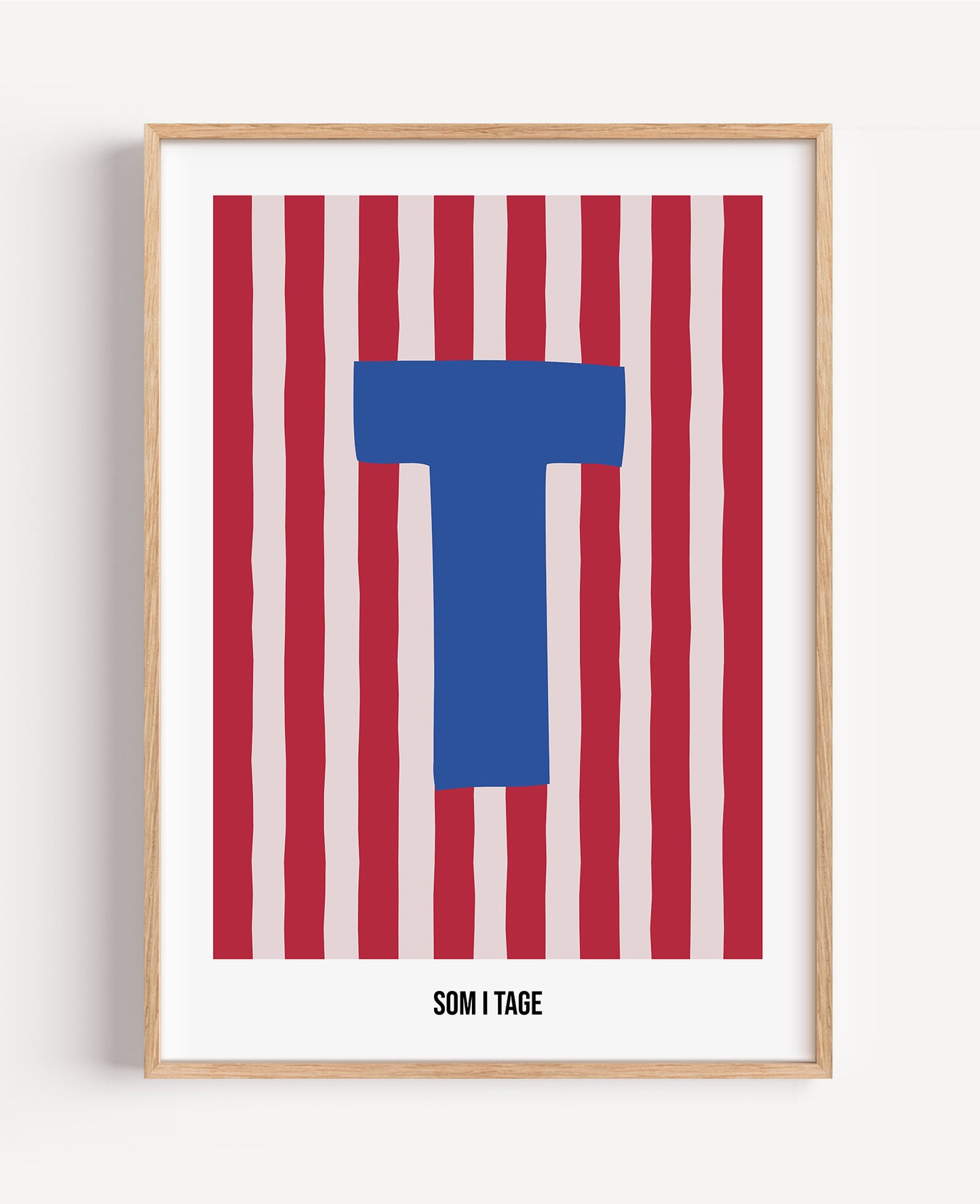 Randig bokstavsposter – rosa & röd