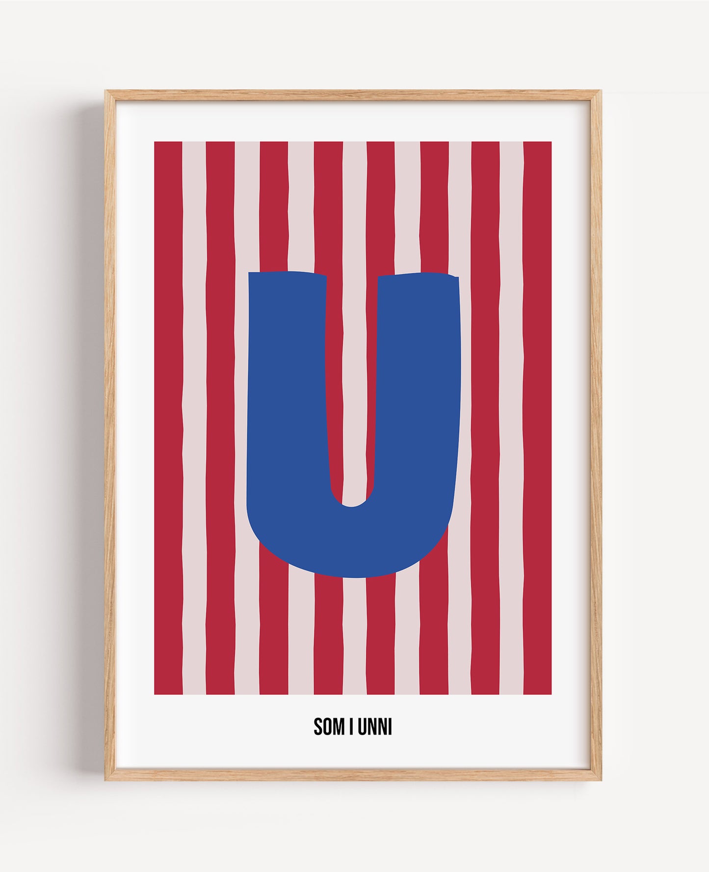 Randig bokstavsposter – rosa & röd