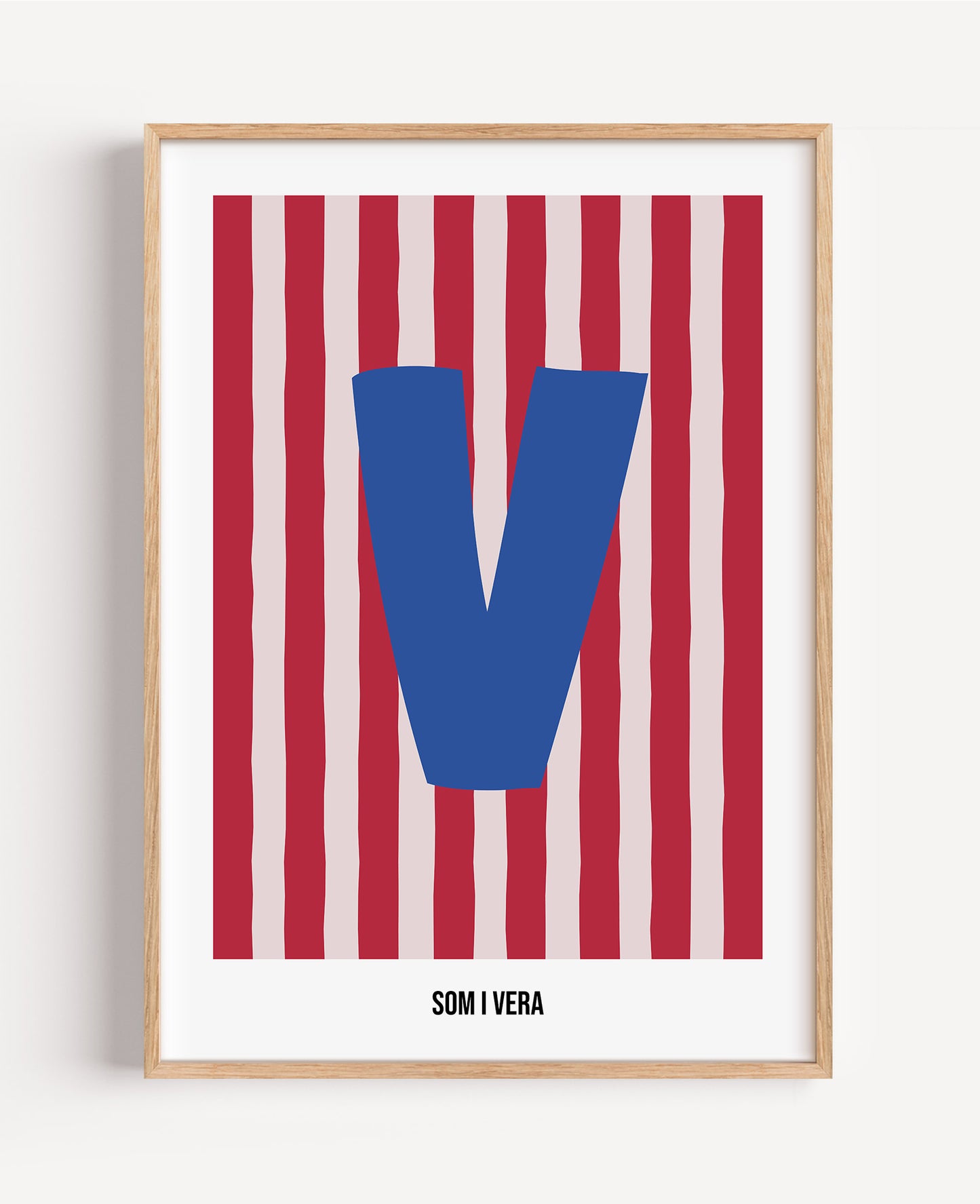 Randig bokstavsposter – rosa & röd