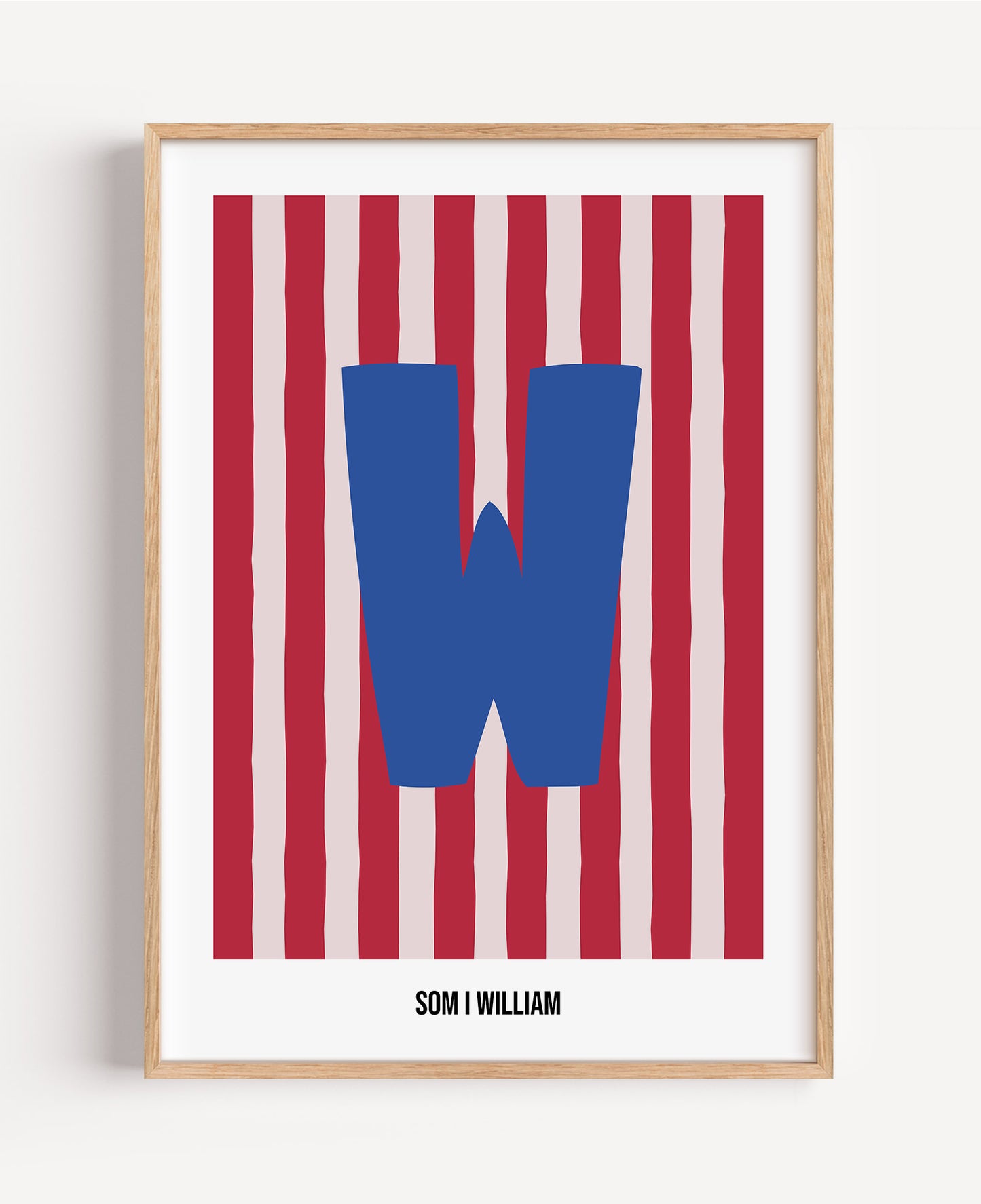 Randig bokstavsposter – rosa & röd