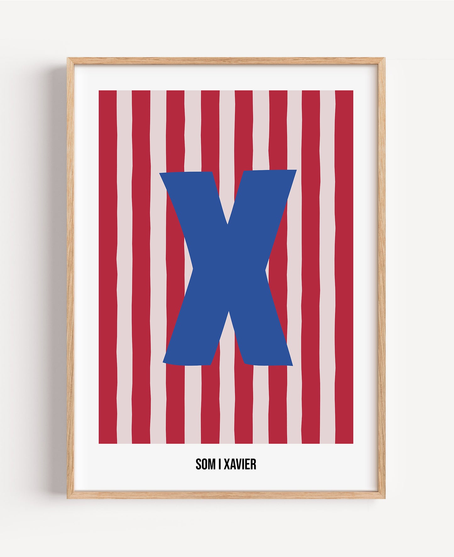 Randig bokstavsposter – rosa & röd