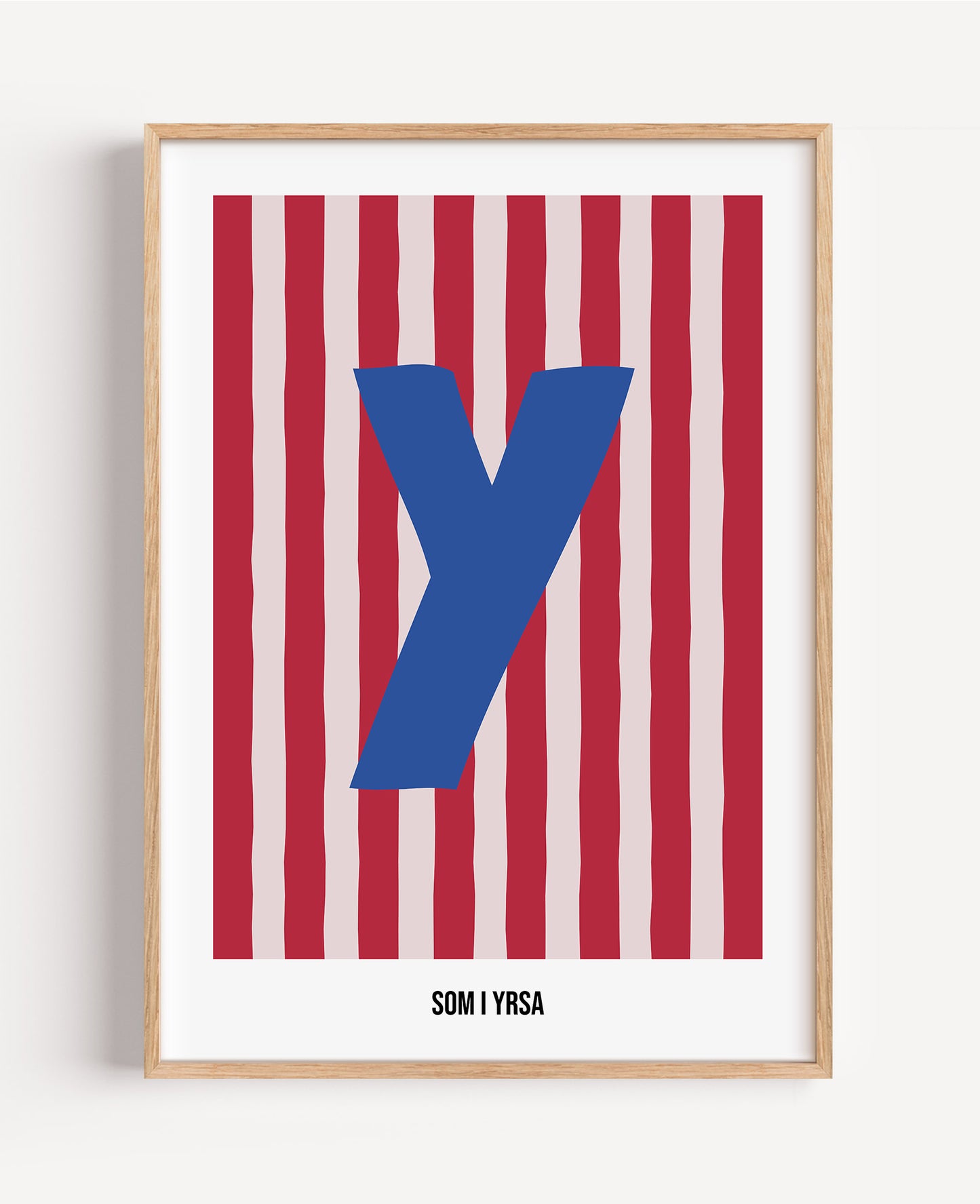 Randig bokstavsposter – rosa & röd